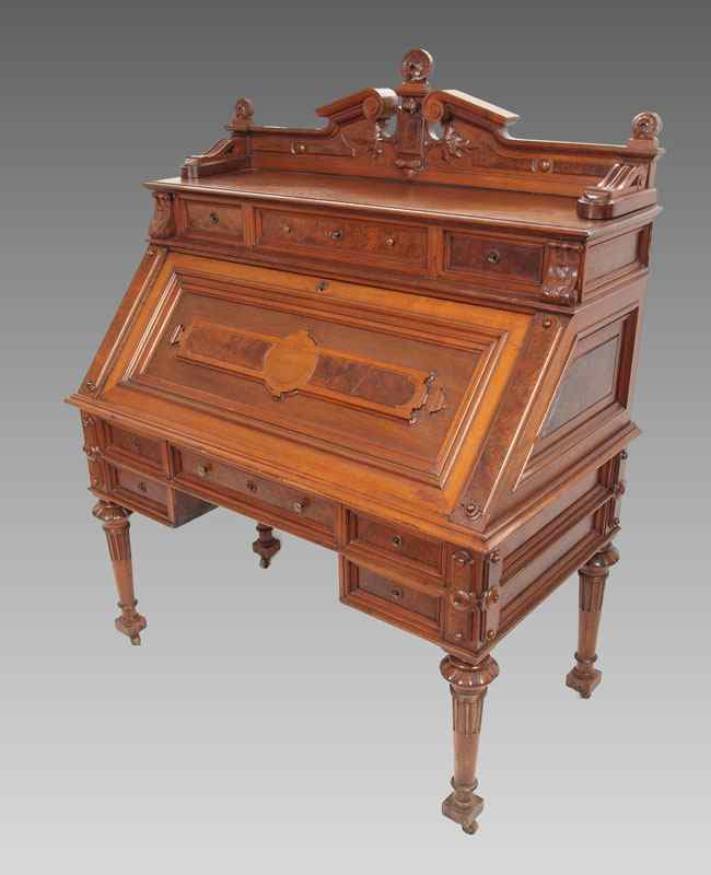 Appraisal: RENAISSANCE VICTORIAN SLANT FRONT DESK A fine example of Victorian