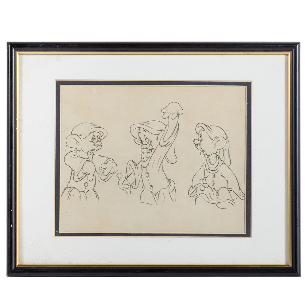 Appraisal: Walt Disney Dopey Pencil Drawing Pose Sheet Circa - three