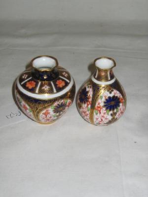 Appraisal: TWO ROYAL CROWN DERBY PORCELAIN MINIATURE VASES of ovoid form