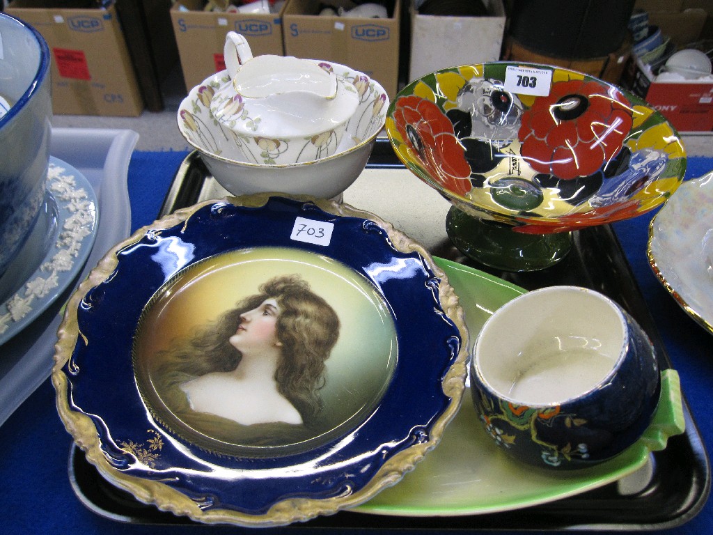 Appraisal: Tray lot to include Rosenthal maiden decorated plate Foley milk