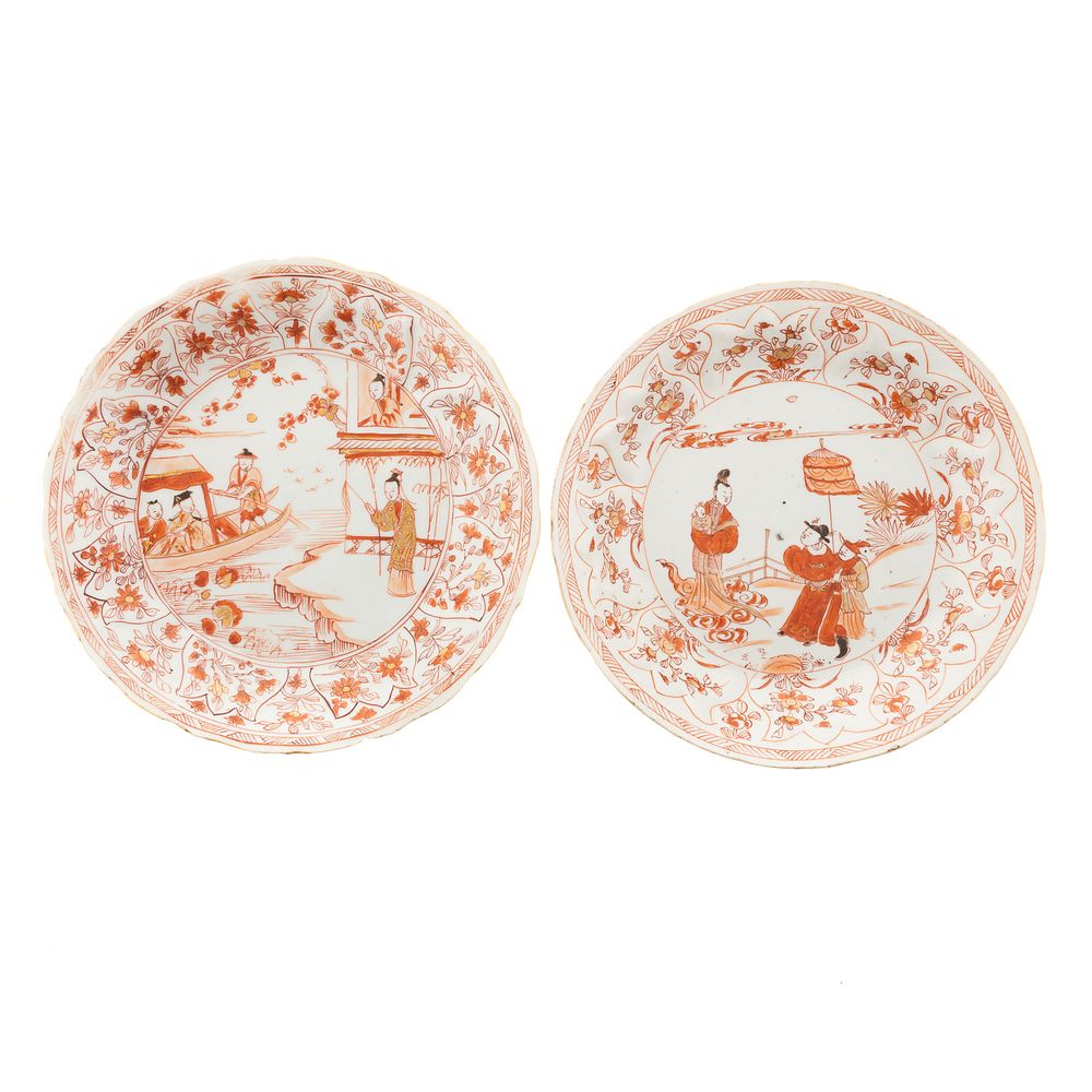 Appraisal: Two Chinese Export Rouge De Fer Plates Kang Xi circa