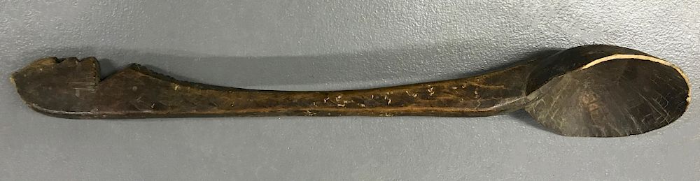 Appraisal: Primative Carved Dipping Ladle Primitive carved dipping ladle possibly American