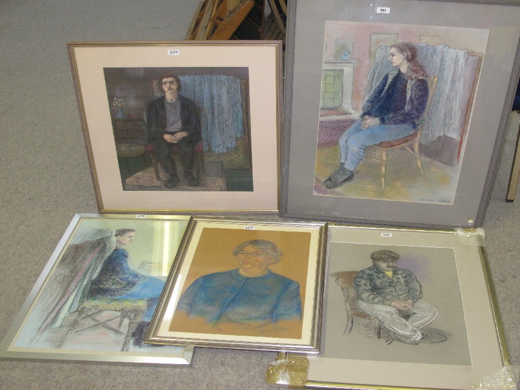 Appraisal: LOUISE ANNAND Five portraits pastel