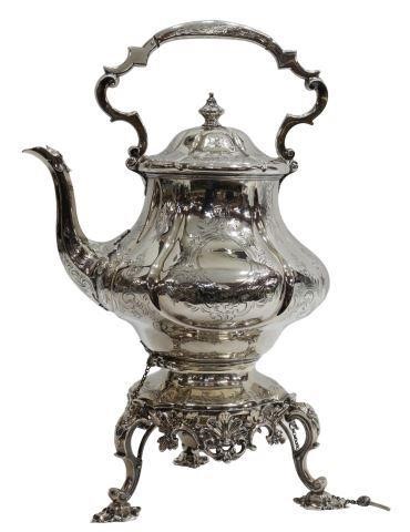 Appraisal: English Victorian sterling silver hot water kettle on stand Edward