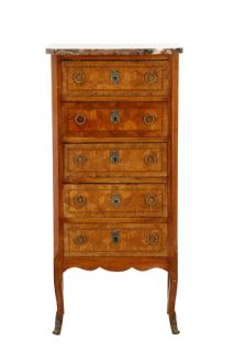 Appraisal: Louis XV Style Parquetry Inlaid Petite Chest Continental last half