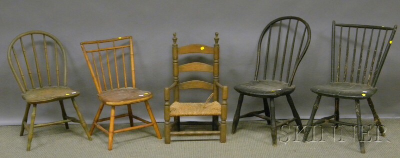 Appraisal: Five Assorted Child's Chairs two Windsor rod-back side chairs two