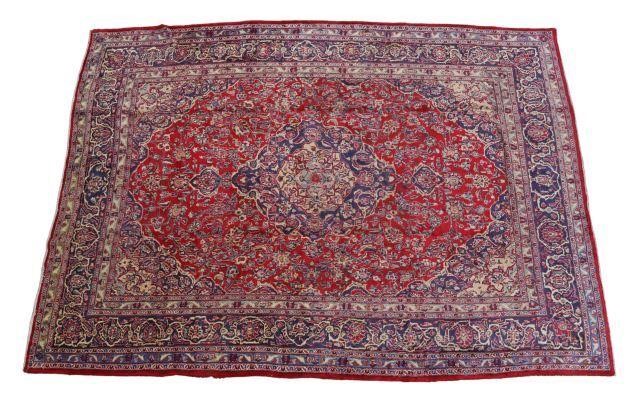 Appraisal: Hand-tied Persian Mashad rug approx ' l ' w