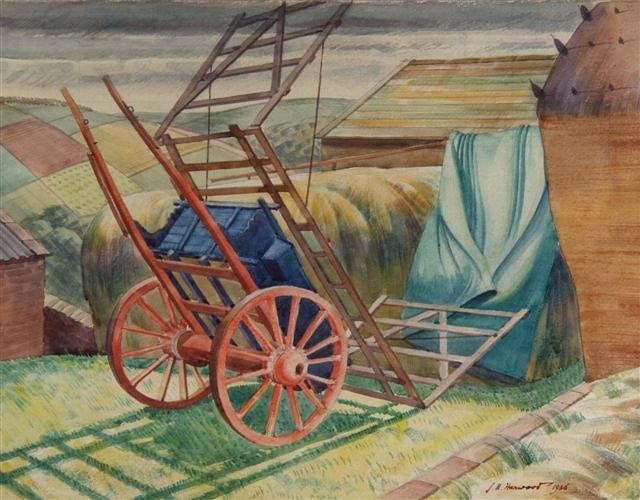 Appraisal: JOHN HAMMOND HARWOOD British - A farm cart in an