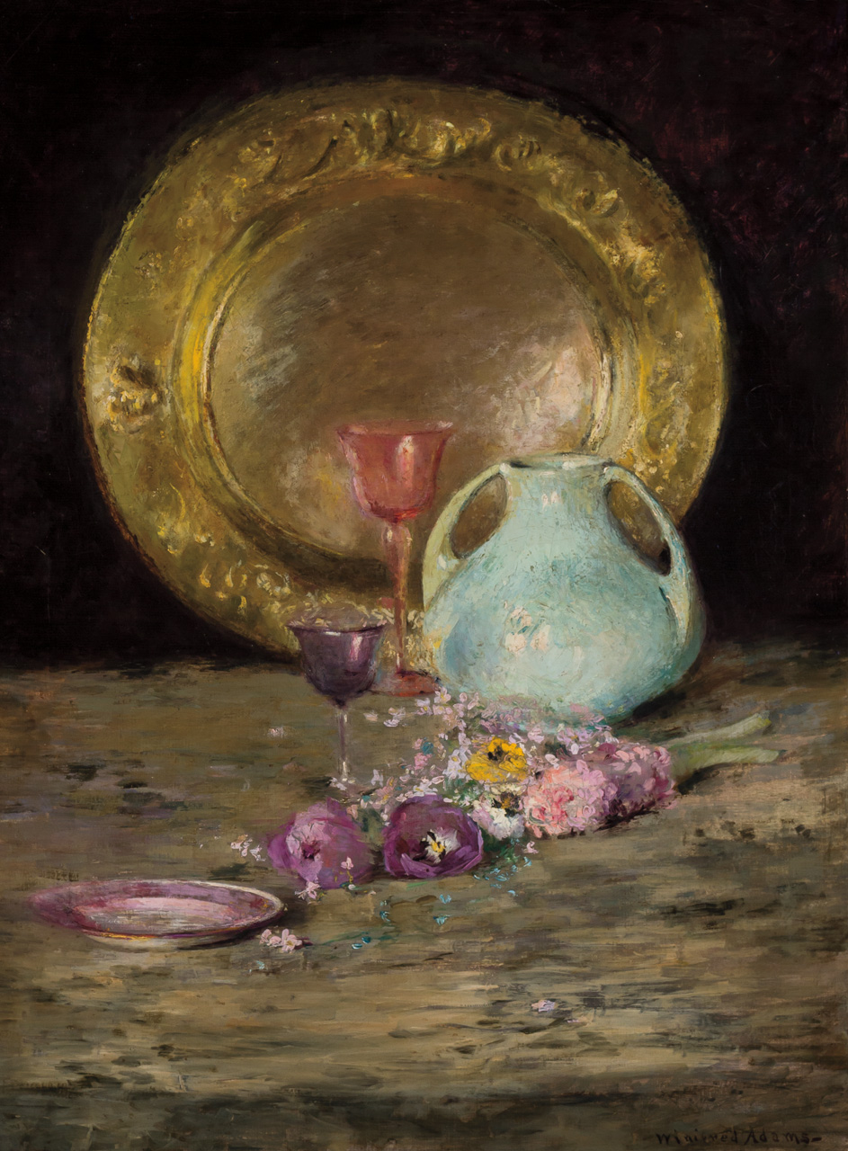 Appraisal: WINIFRED ADAMS American - Still Life with Plate Pitcher and