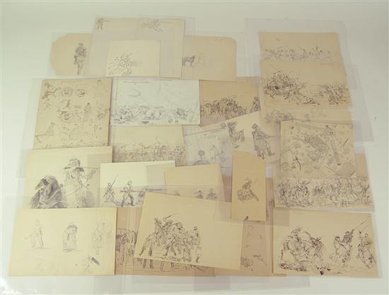 Appraisal: Pen Ink and Pencil Sketches by Archie Burns Circa -