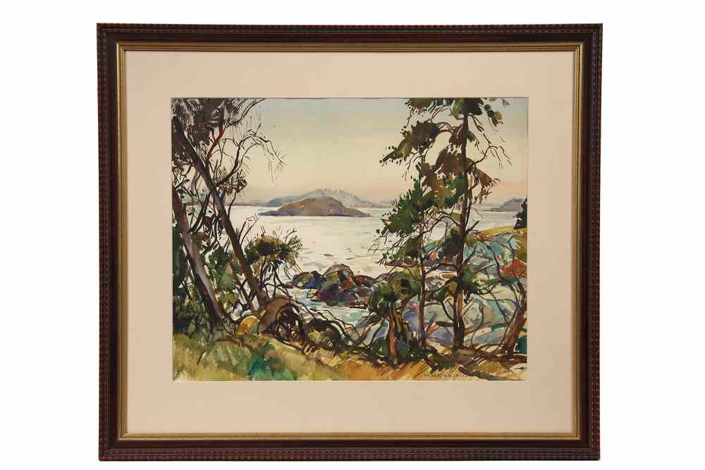 Appraisal: WATERCOLOR - 'From Monhegan Island towards the Bay' a Maine