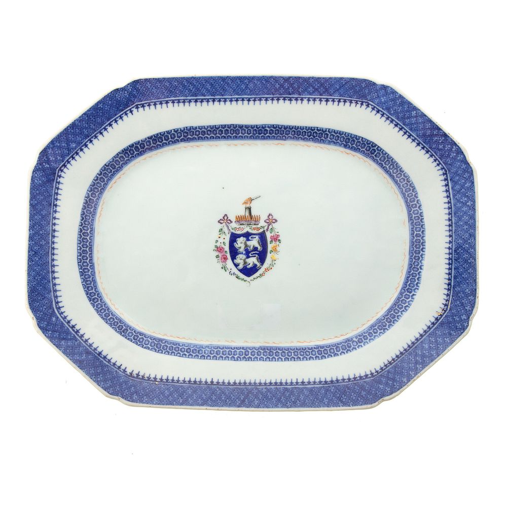 Appraisal: Chinese Export Armorial Platter Circa octagonal platter bearing the Arms