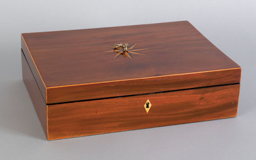 Appraisal: English mahogany traveling dresser box ca with a star inlaid