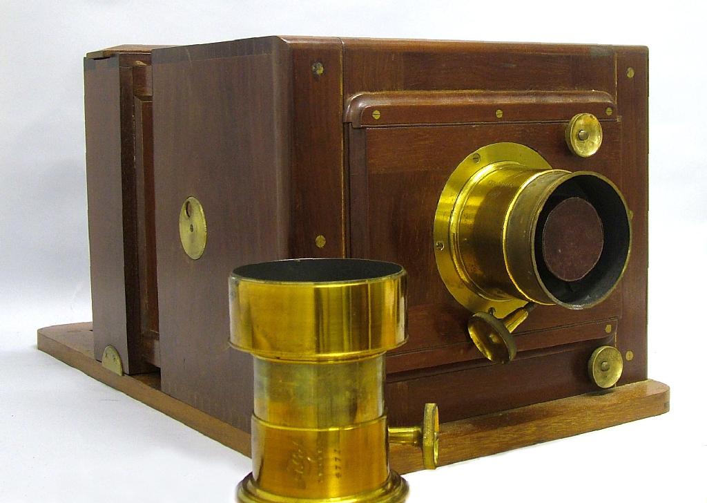 Appraisal: Good rare and early mahogany sliding-box style camera by A