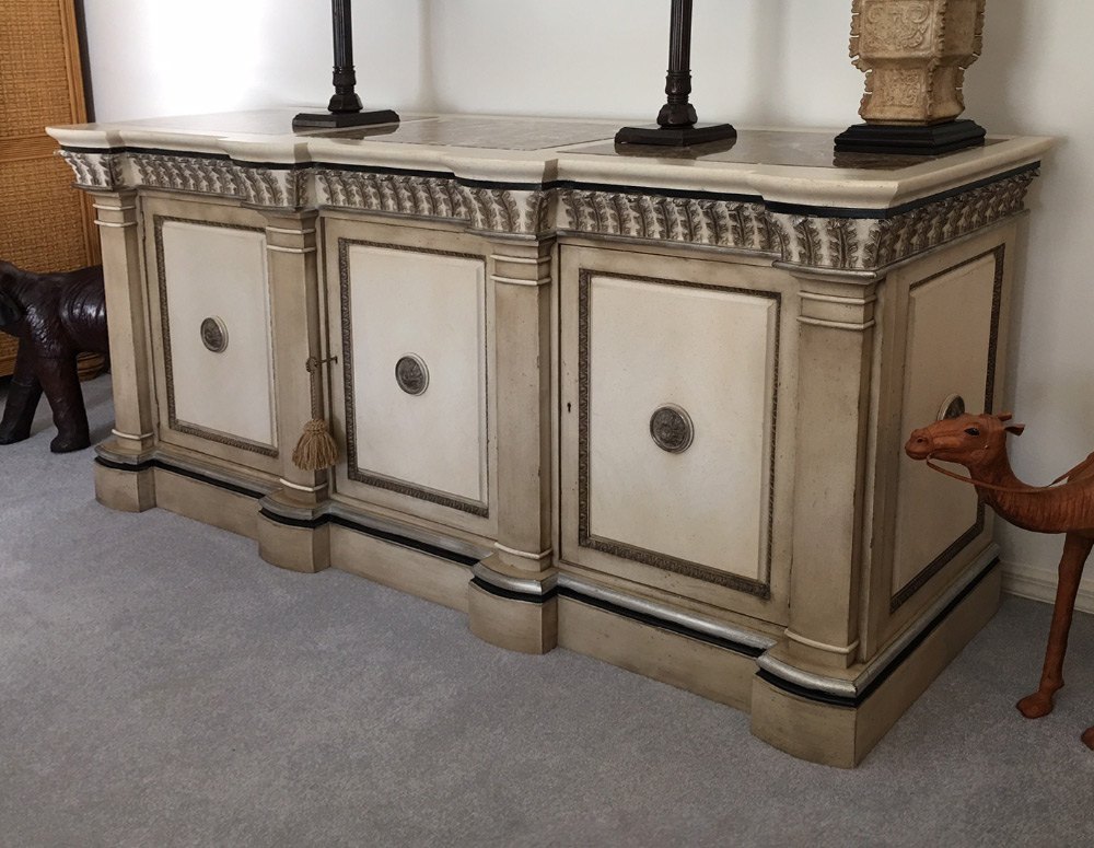 Appraisal: FERGUSON COPELAND NEO-CLASSICAL SIDEBOARD Top with inset marble panels acanthus