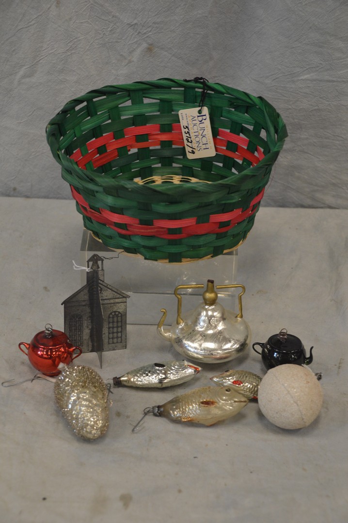 Appraisal: Assorted vintage blown glass tin Christmas ornaments fish teapots etc