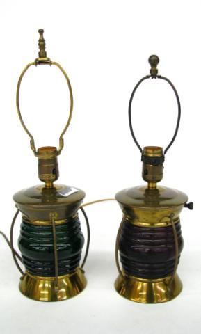 Appraisal: Pair of ship's lantern-style dresser lamps with shade