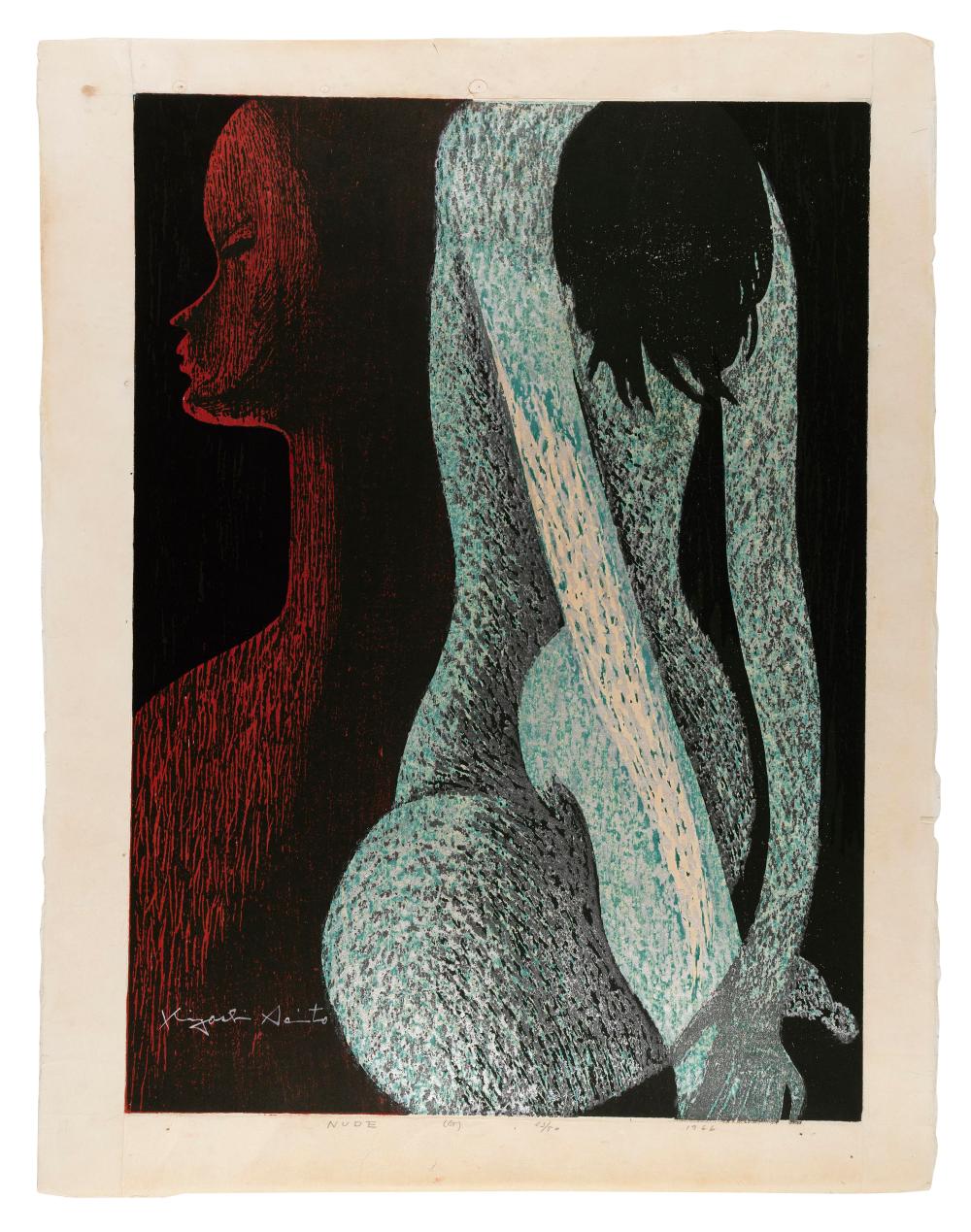 Appraisal: KIYOSHI SAITO JAPAN - NUDE G WOODBLOCK PRINT DAI-OBAN TATE-E