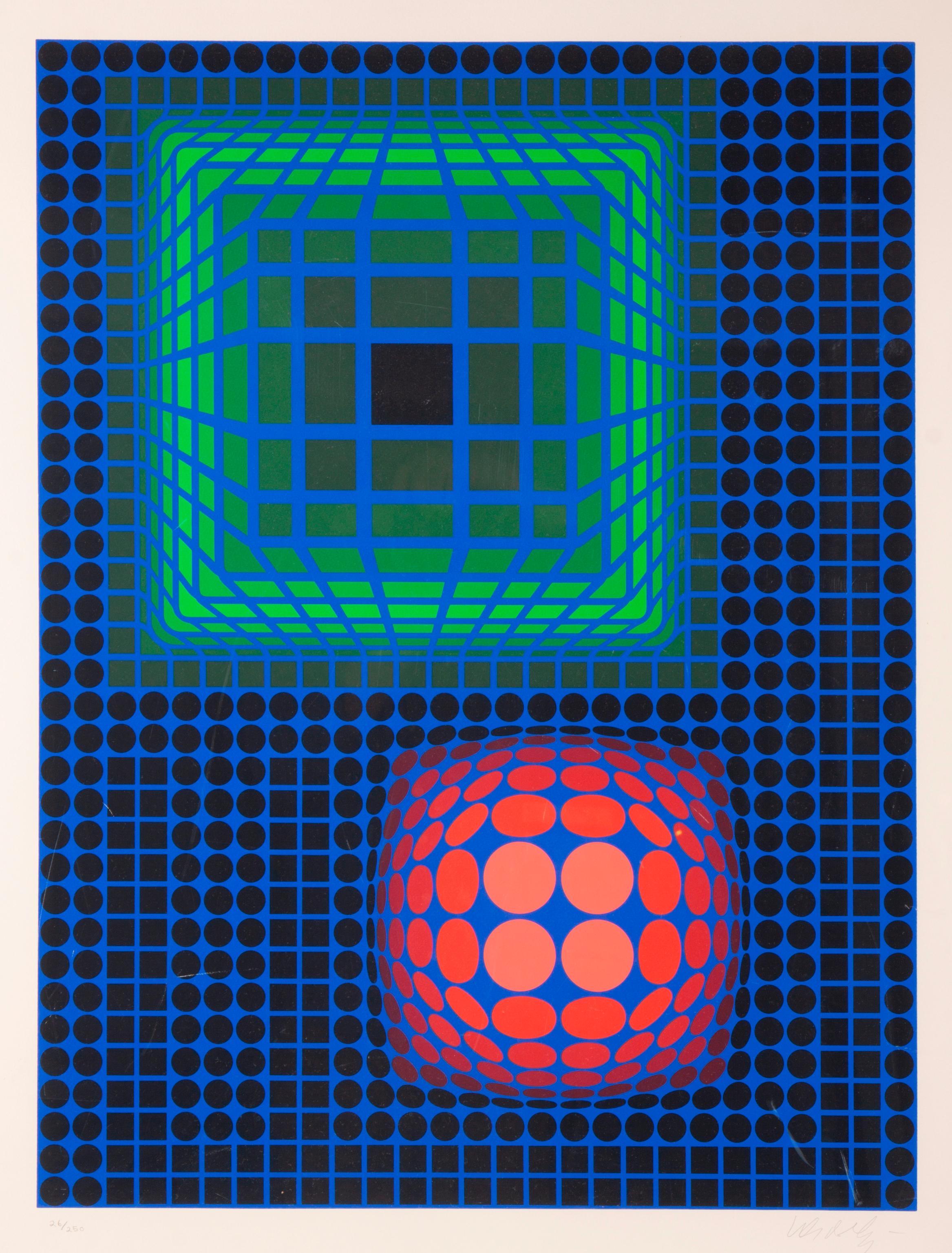 Appraisal: VICTOR VASARELY SIGNED SERIGRAPH 'CIRCLE SQUARE ' Victor Vasarely Hungarian-French