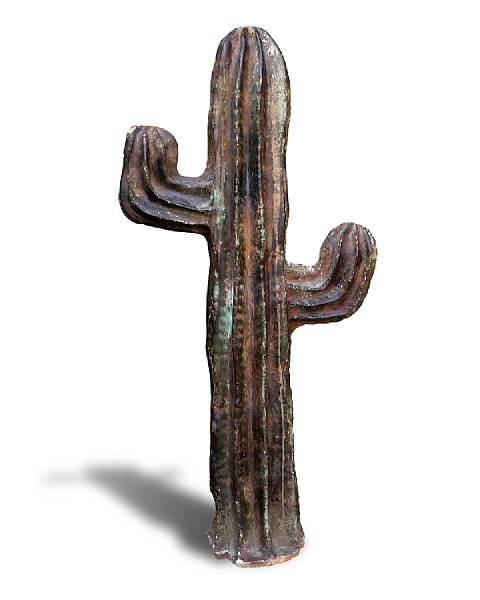 Appraisal: A whimsical French painted terracotta saguaro cactus circa The natural