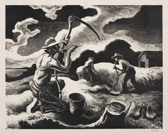 Appraisal: THOMAS HART BENTON Island Hay Lithograph x mm x inches