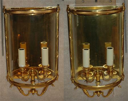 Appraisal: Pair of French Brass Two-Light Sconces Estimate nbsp nbsp nbsp