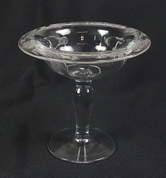 Appraisal: Cut Glass Compote With clear foot and stem with butterflies