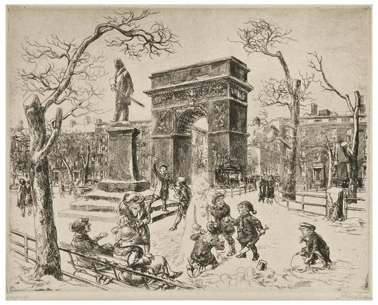 Appraisal: John Sloan - Sculpture in Washington Square M Etching signed