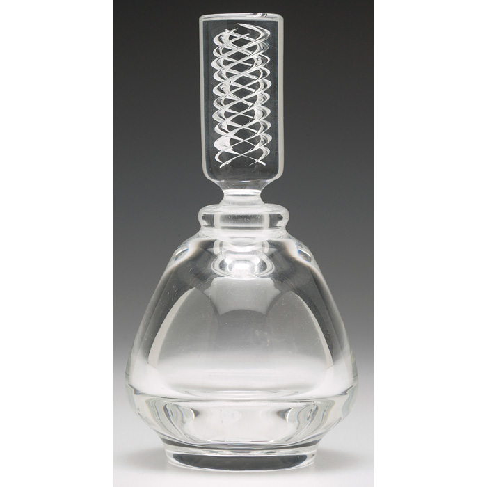 Appraisal: Steuben perfume bottle with stopper clear glass with cylindrical stopper