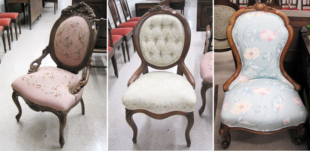 Appraisal: A GROUP OF THREE VICTORIAN AND VICTORIAN STYLE SIDE CHAIRS