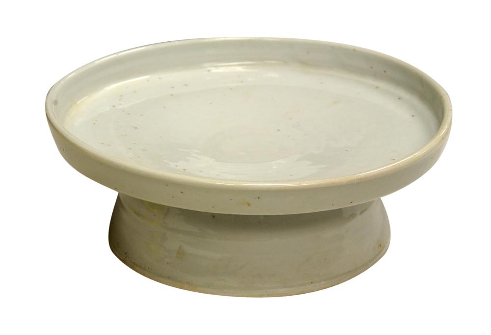 Appraisal: KOREAN WHITE GLAZED CERAMIC STEM PLATE inches diameter inches high