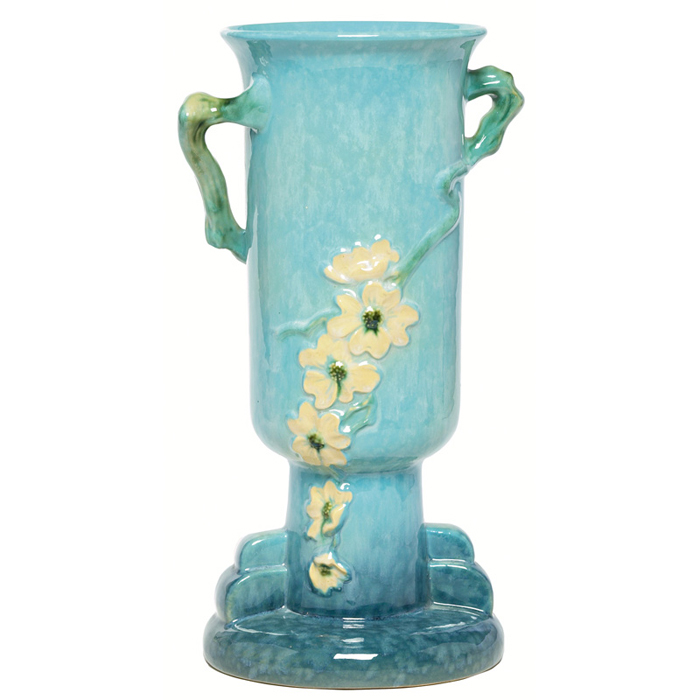 Appraisal: Roseville Wincraft vase large double handled form with dogwood flowers