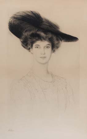 Appraisal: PAUL C SAR HELLEU Femme au Chapeau Etching and aquatint