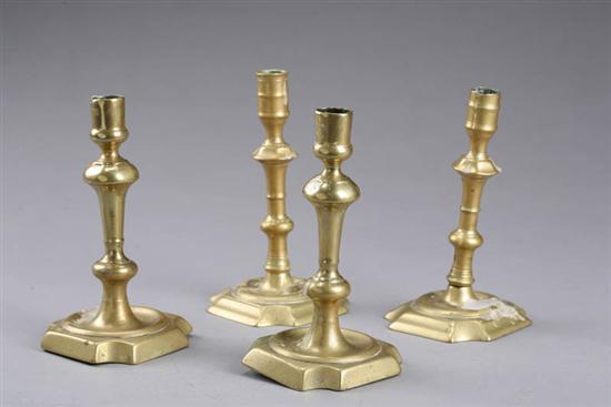 Appraisal: TWO PAIR OF BRASS CANDLESTICKS English st half- th century