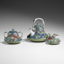 Appraisal: William Moorcroft for James Macintyre Co RARE THREE-PIECE CLAREMONT TEA