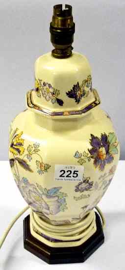 Appraisal: A Masons Ironstone Lampbase decorated in Purple and Gold Flowers