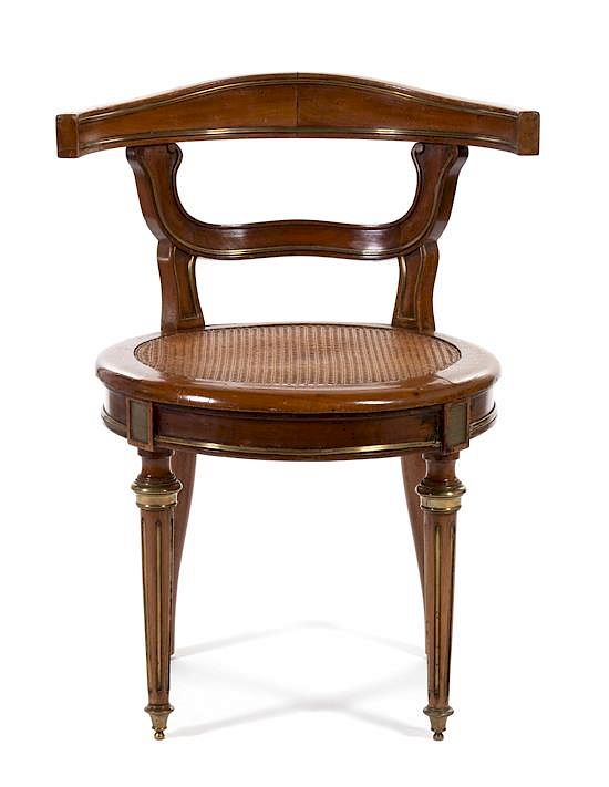 Appraisal: A Louis XVI Brass-Mounted Mahogany Desk Chair A Louis XVI