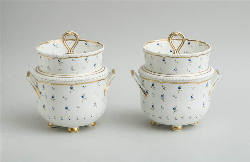 Appraisal: PAIR OF ENGLISH PORCELAIN ICE PAILS AND COVERS Marked in