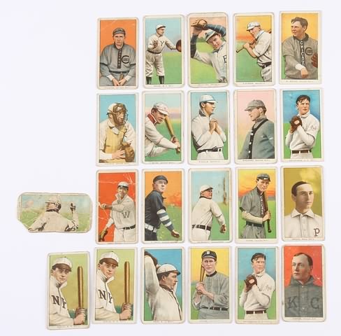 Appraisal: Grouping of twenty-two T- baseball cards Cards include Wilhelm Brooklyn