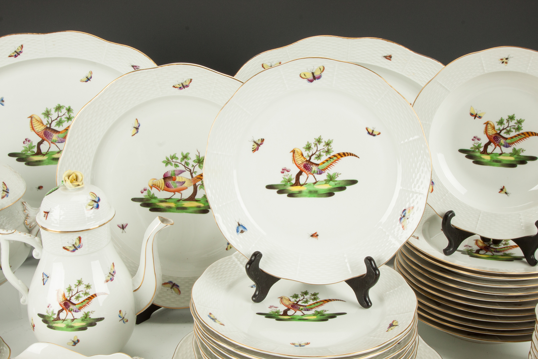 Appraisal: Herend Hand Painted Porcelain Service for with Serving Pieces pieces