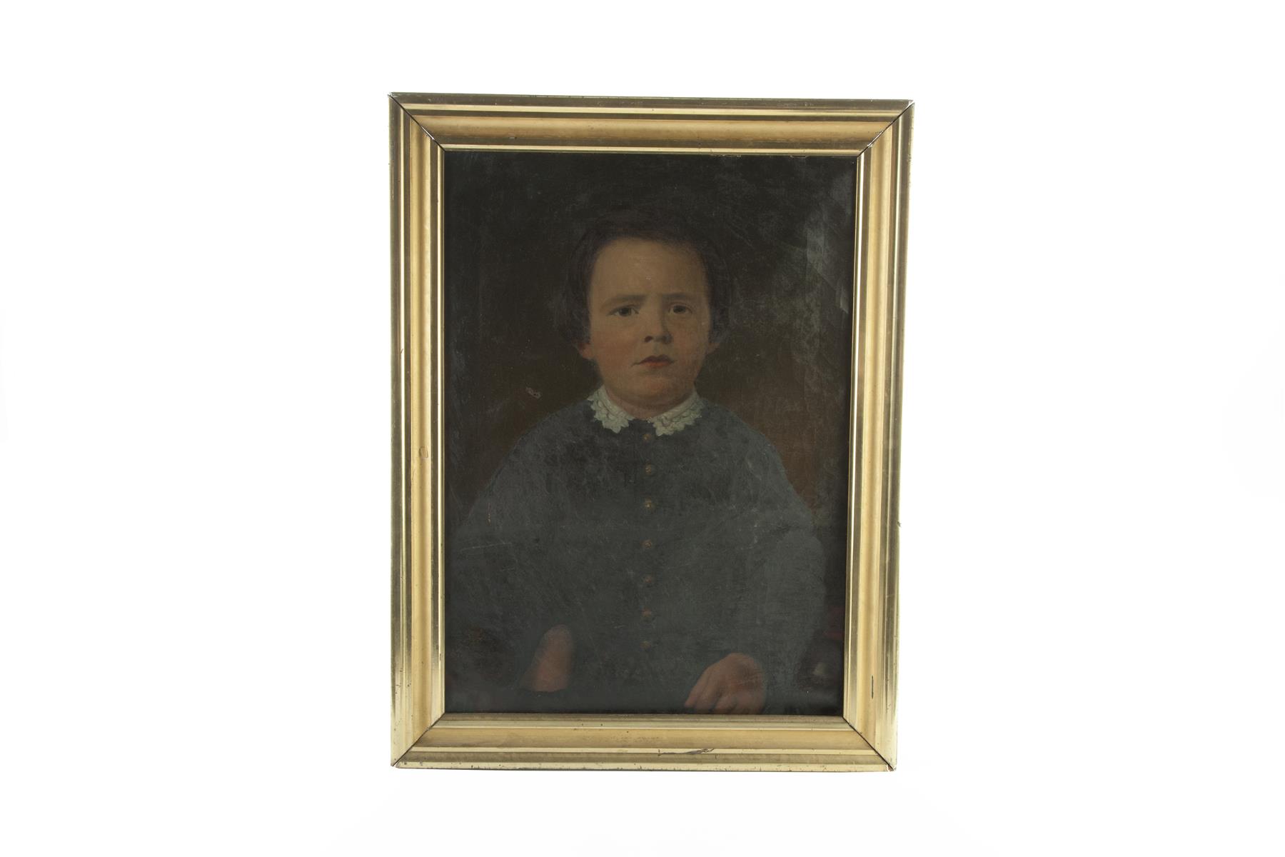 Appraisal: FRAMED OIL ON CANVAS OF YOUNG BOY Little tot with