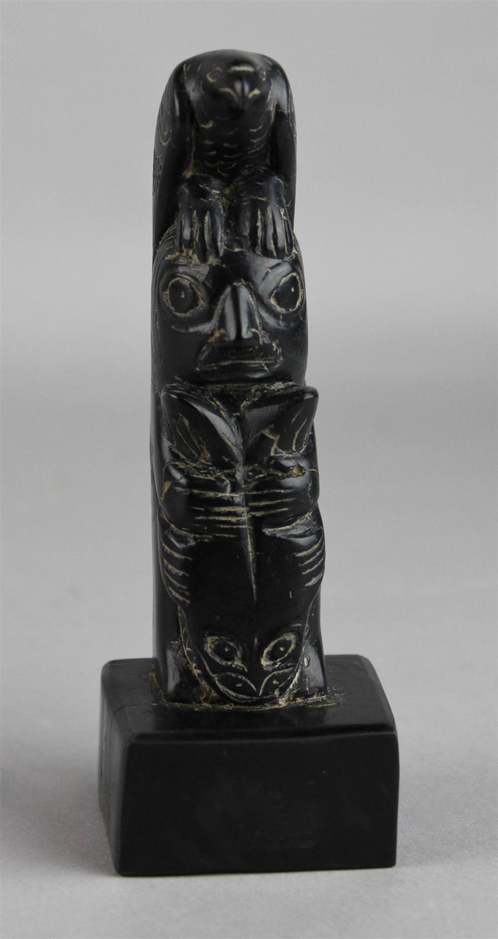 Appraisal: PACIFIC NORTHWEST COAST ARGILLITE TOTEM MODEL BY MOSES INGRAM HAIDA