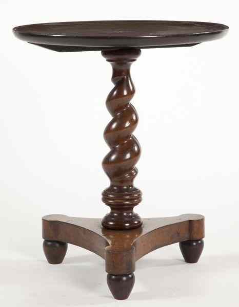 Appraisal: Regency Style Side Tablemahogany circular dish top with inlay spiral