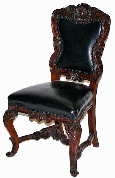 Appraisal: A pair of Rococo style mahogany side chairs second half