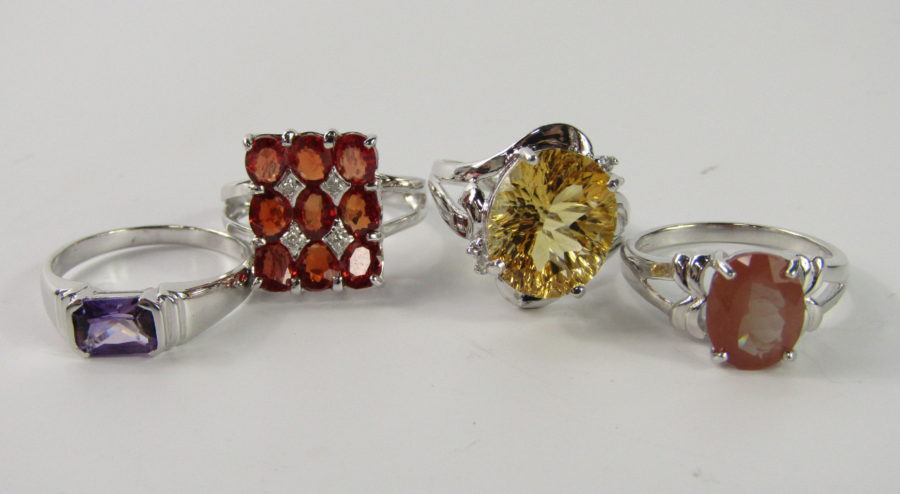 Appraisal: A ct white gold and Tibetan sunstone ring a ct