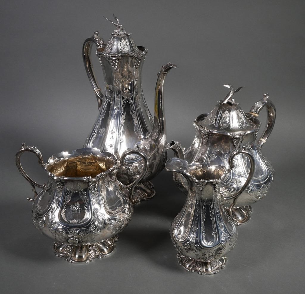 Appraisal: English sterling silver tea and coffee service bearing an date