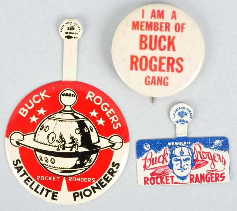 Appraisal: Lot of Buck Rogers Buttons Badges Description Circa s Includes