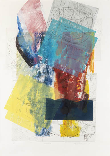 Appraisal: SAM GILLIAM - Aviation Monotype on cream Arches paper x