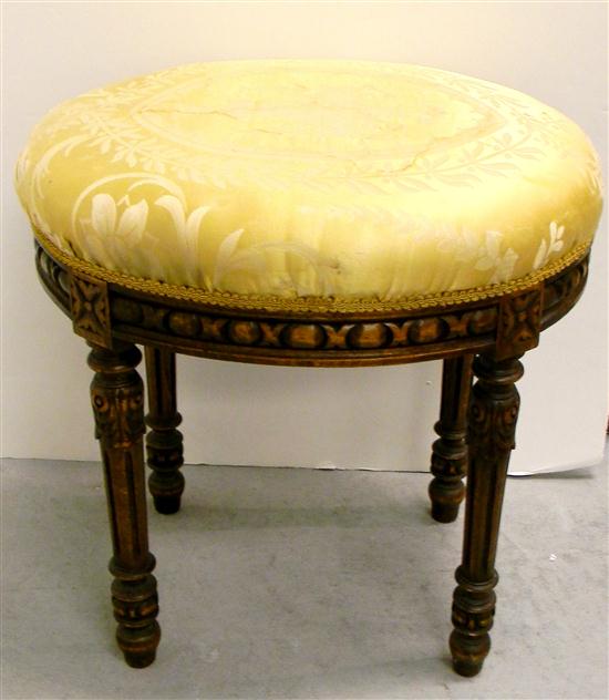 Appraisal: French style foot stool oval top reeded tapered legs ''