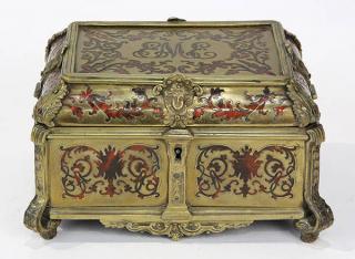 Appraisal: Napoleon III boulle decorated casket Napoleon III boulle decorated casket